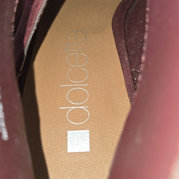 Dolcetta Burgundy Strappy Wedge Booties Velvety Y2K Sassy RETRO FLASHY HIGH 5.5 - Picture 5 of 15